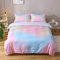 HLWDXno1 Pink Starlight Girls Double Bedding Set Print Duvet Cover Set with 2 Pillow Case Rainbow Stripe Kid Bedding Double Bed Sets Ultra Soft Brushed Microfiber Children Quilt Cover Zipper Closure