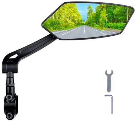 RBRL Bike Mirror, 360°Rotatable Adjustable Wide Angle Cycling Rear View Mirror, Shockproof Convex HD Safe Mirror Universal for Mountain Road Bike