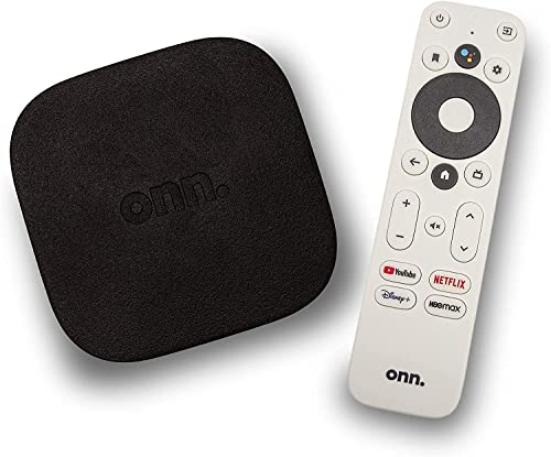 ONN Dispositivo de transmisión Android TV 4K UHD con Control Remoto de Voz Google Assistant y Cable HDMI de Alta Velocidad (100026240)