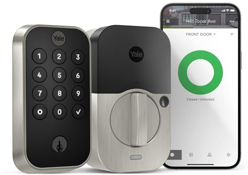 Yale Security Assure Lock 2 Deadbolt, Satin Nickel Keyed Smart Entry Door Lock with Wi-Fi Connected Keypad for Code Entry and Remote Access, YRD410-WF1-619