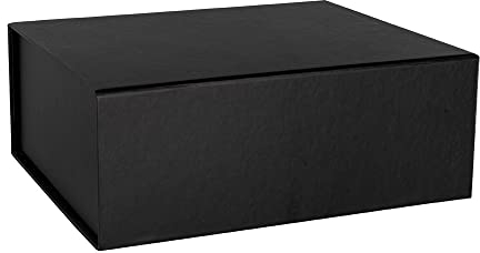 ideen mit herz Scatola pieghevole con chiusura magnetica, confezione regalo, 21 x 17,3 x 8,2 cm, confezione regalo per matrimoni, natale, compleanno e altro (Nero)