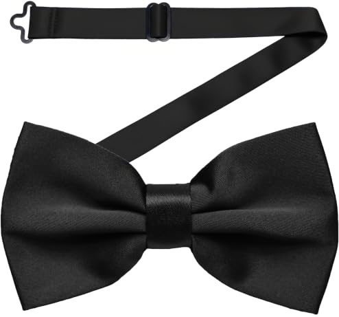Dibi Black Bow Tie for Men Pre-Tied Adjustable Solid Formal Tuxedo