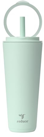 Minska halo 32 dl rostfritt stål vakuumisolerat glas – spillsäker resemugg med vikbart handtag lock – håller drycker kalla i 32 timmar – diskmaskinssäker – mugghållare vänlig – havsglas