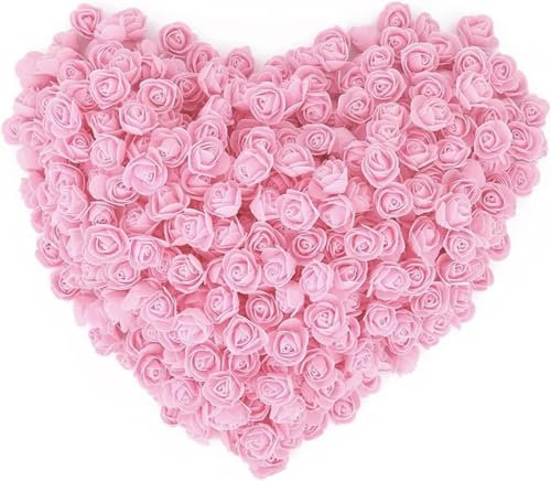 Taoyanmo 144Pcs Mini Roses Artificial Flower Realistic Flower for Accessories Bridal Hair Clips Headbands Dress Bridal Bouquets, Mini Foam Roses for Crafts, DIY Party Decoration (Pink)