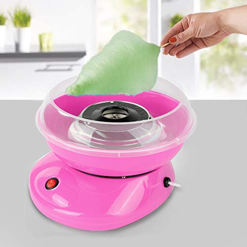 Machine à Barbe à Papa pour la Maison, Machine Sucre Candy avec 10 Bâtonnets, Mini machine à Guimauve, Barbe a papa pour les fêtes d'enfants, les anniversaires (Rose-A)
