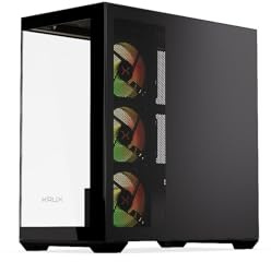 KRUX Exo, ATX Computergehäuse, Fishtank PC Gehäuse, 4x120-mm-ARGB-Lüfter, Seitenglaspanel, bis zu 405 mm GPU, 181 mm CPU-Kühlung, 1xUSB Typ C 3.0, 2xUSB 2.0, Staubfilter