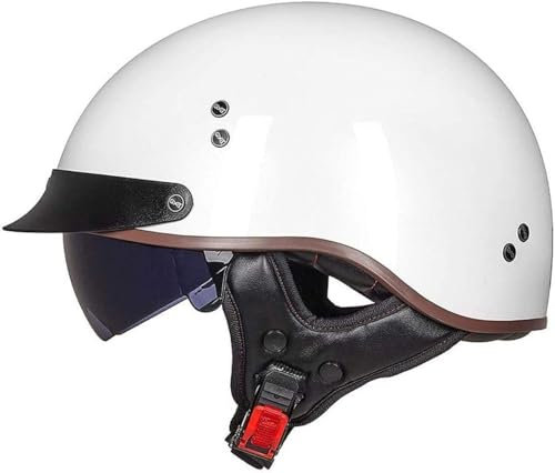 GKCEGHKS Cascos Bicicleta Confortable Medio Casco Retro Motocicleta Casco Moto Jet Abierto ECE Homologado Motocicleta Casco Casco Jet de Media Concha Vintage para Hombres y Mujeres Adultos