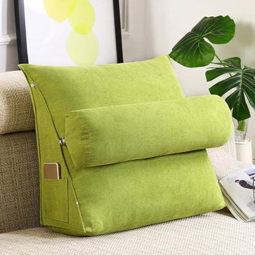 GYCS Respaldo Sofa Almohada Triangular con Cuña Triangular para Respaldo Almohada De Lectura De Cabecera Cojín De Apoyo Lumbar Cojín De Posicionamiento para Sofá Cama,Fruit Green,45 * 45 * 20cm