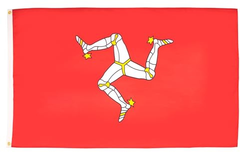 AZ FLAG Lote de 10 banderas de Isla de Man – 150 x 90 cm – Bandera de Manés 100% poliéster con ojales metálicos integrados
