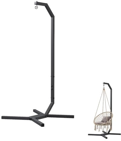 QLS Hängesessel Gestell aus Stahl mit Haken 203 cm Stabil bis 100 kg Outdoor Schwarz