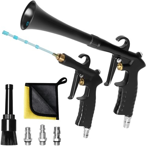 Pistolet de Nettoyage à Sec Haute Pression pour Voiture, avec 2 Buses | Pistolet Nettoyage Voiture à Air Comprimé, Soufflette Air Comprimé, pour Intérieurs de Voiture et Moquette
