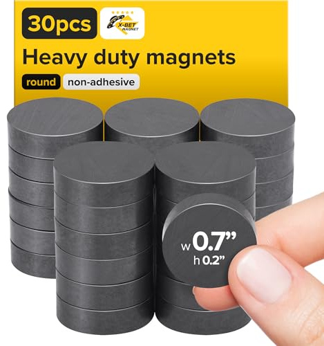Ultra-Strong Ceramic Round Magnets (0.7x0.2/18x5mm, 30 pcs) - Heavy Duty Magnets, Non-Corrosive, High Thermal Resistance, Versatile For Home, Office, Workshop, Whiteboard, Fridge And Hobby Use
