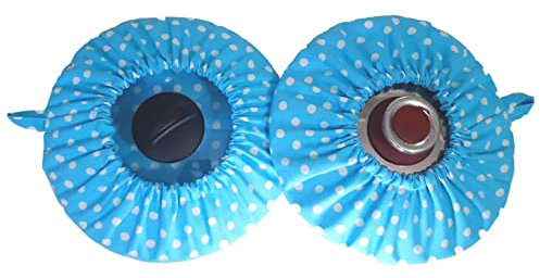 DLK - 2 X Thick Fabric Steam Catcher -100% Cotton Steaming Cloth Cooking - (8-11) / (20-28) cm Rice Lid Cover, Rice Brewing Cover - Steam Trap Set of 2 - Blue