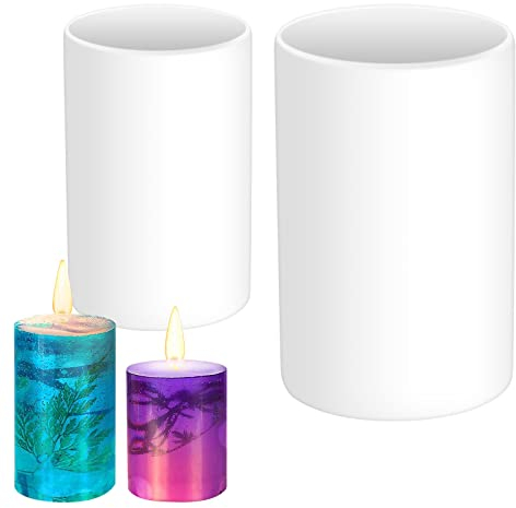 2 Stück Kerzenformen zum Gießen Silikon, Zylinderförmige Kerzengießform Silikon Gießform, Kerzen Gießen Formen für Duftkerzen, Handgefertigte Seife, Handwerk Ornamente