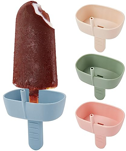 4-pack droppfria glasspinne-hållare i silikon, ADISTUCE glasshållare med sugrör | med 2 spår passar standard och breda pinnar droppfri glasspinnhållare glassglassglassdroppfångare