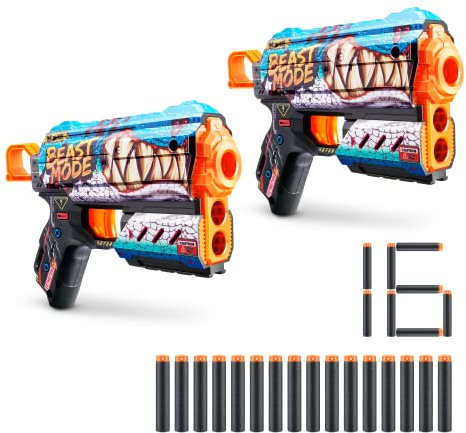 XShot Skins Flux, Beast out, Foam Dart Blaster (2 Blasters, 16 Darts) Air Pocket Dart Technology, Major Brand Compatible, Toy Foam Dart Blaster for Kids, Teens, Adults, Frustration Free Packaging