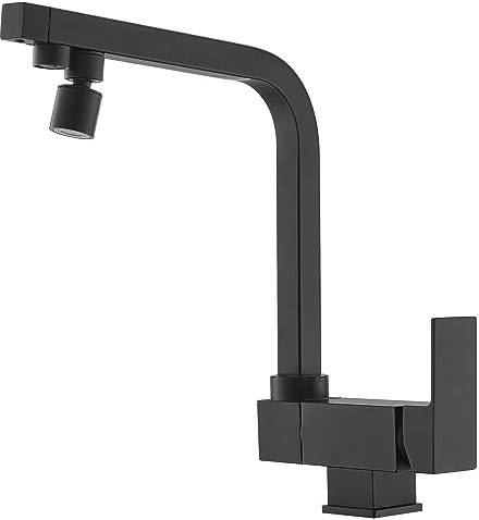 SJQKA 3 Wege Wasserhahn,vorfenster Küchenarmatur,küchenarmatur Klappbar Messing,3 Wege Wasserhahn Küche,wasserhahn fenster,vorfenster armatur küche (Schwarz)