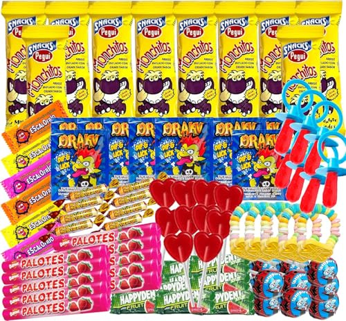 Super Pack Chuches de las Mejores Marcas Sin Gluten, Incluye Monchitos, Relojes, Palotes, Chupetes, Caramelos, Navidad, Cumpleaños y Fiestas de Niños. Relleno Piñata Regalo WikiMark (Caja de 100)