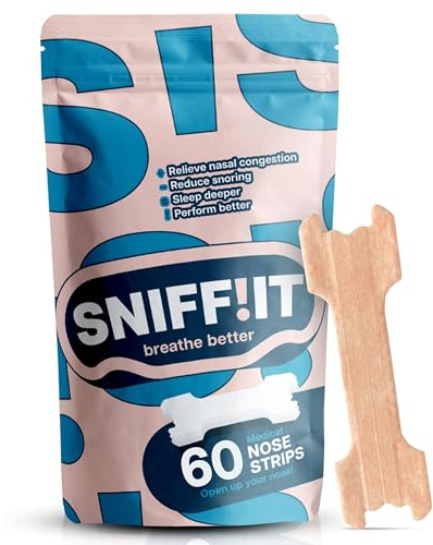 Sniffit näsremsor mot snarkning - 60 st näsplåster mot snarkning för lättare andning genom näsan - Näsremsor för vilsam sömn och mer energi - Näsplåster för bättre andning