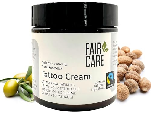 FAIR CARE Tattoo Pflege-Creme 100 ml – FAIRTRADE Naturkosmetik After Tattoo Pflege Feuchtigkeit – Hautpflege Natürlich und Vegan – Tattoo Creme frisches Tattoo ohne Parabene