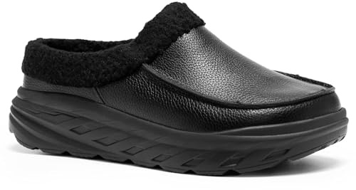 Men's Orthopedic Wide Winter Slippers for Diabetic: Waterproof Wide Width Toe Box Loafers with Arch Support for Swollen, Cushion Thick Sole Dress Oxfords for Vacation, Business Black Size 13
