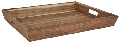 HOME DECO FACTORY, KA0320, Plateau en Acacia avec Poignées Intégrées, Idéal pour Servir Repas et Boissons, Design Élégant et Pratique, Dimensions 42x33 cm, Couleur Naturelle