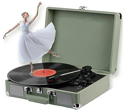Giradischi a valigia, giradischi vintage in vinile, altoparlante portatile, supporta fonografo LP a 33/45/78 giri, giradischi di dimensioni generali, grammofono vintage compatto, supporta conness