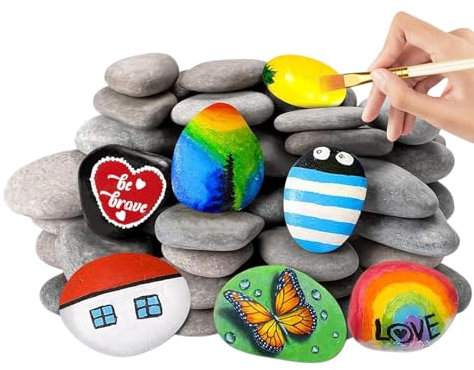 10 Stück Flache Steine zum Bemalen, 3-5cm Glatte Kieselsteine zum Bemalen, Flache Kieselsteine zum Basteln, Zierkies Kiesel, Dekosteine Naturstein, DIY Malerei Handwerk Steine, Aquarium Deko Stein