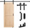 Signstek Schiebetür Komplettset Schiebetürbeschlag Schiene Set Laufschienen Schiebetürsystem Schwarz 200cm mit Griffen/Latch/einstellbare Bodenführung für Küche, Schlafzimmer, Scheunen, Garagen