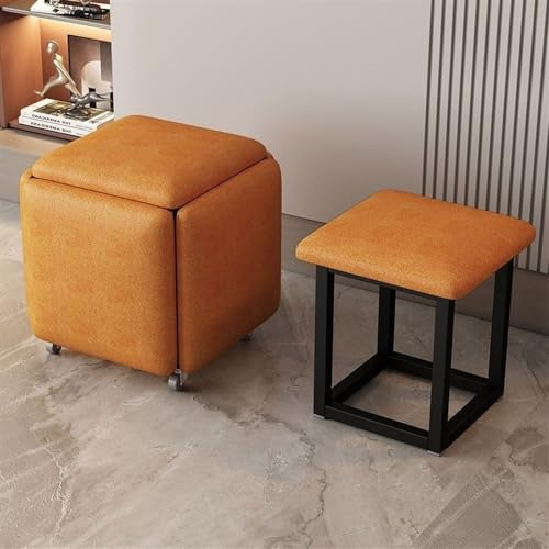 Sedile cubo 5 in 1 con ruote girevoli, impilabile, sgabello estraibile, poggiapiedi mobile, sedia a rotelle per soggiorno e camera da letto (dimensioni del tessuto tecnico Oge)