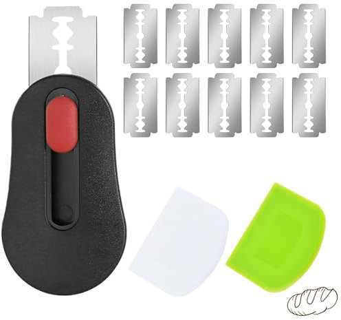 Henjunu Coltello da panettiere compatto, coltello per tagliare l'impasto con 10 lame e 2 tagliapasta in plastica, accessori per la panificazione