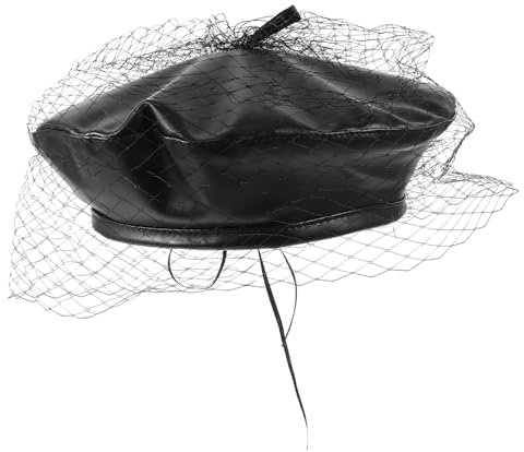 BESPORTBLE Béret Cuir pour Femmes Chapeau Français Classique Voile Décoratif Style Artiste