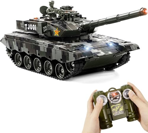 Supdex Char Radiocommande China 99 RC 1/24, Tank Telecommande avec Effets Sonores, Fumee, Recul, Combat Multijoueur 2,4GHz Tank Militaire Telecommande Realiste pour Enfant et Adulte
