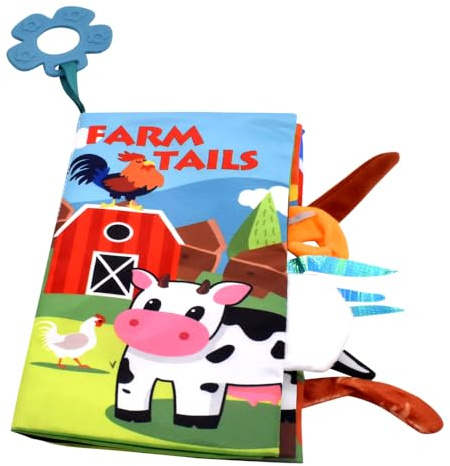 HAJXXMM Cloth Book, Soft Crinkle Books with Animals Tail, Fabric Educational Learning Toy, Early Development Interactive Sensory Books for Birthday Party