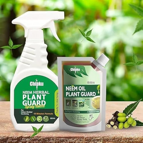 Chipku Pure Cold Pressed Water Soluble Neem Oil Concentrate 200ml | Free Spray Bottle Included | Premium Natural Plant Protector|Makes 20 Litres Neem Spray Bottles | 3in1 Insect, Fungus & Mite Control