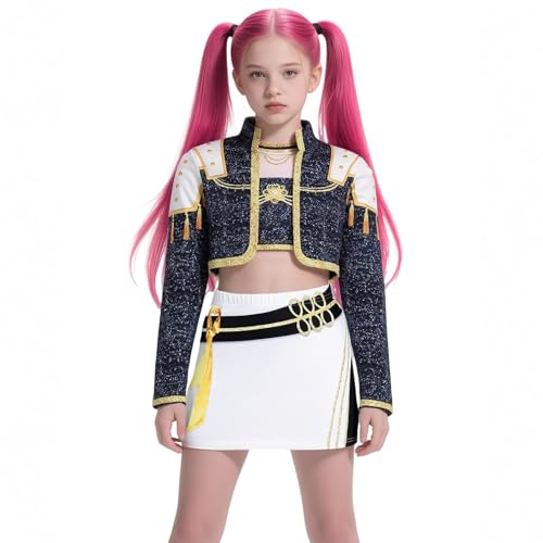 Générique K Pop Demon Cosplay Enfants Deguisement Rumi K-Pop pour Filles Costume de Performance Pop Singers Déguisement Complet pour Halloween Fête 120 9#Noir