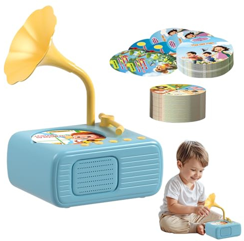 Phonographe pour jeunes enfants avec 96 cartes, lecteur de musique pour jeunes enfants, jouet sensoriel d'apprentissage éducatif pour apprentissage musical, jeu nostalgique, contes pour dormir, toi