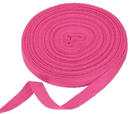 QUARKZMAN Nastro in Cotone A Spina di Pesce 10mm x 10 Metri Nastro A Treccia A Rullo Nastro A Bordo Obliquo per DIY Cucire Regalo Confezionamento Rosso Rosa