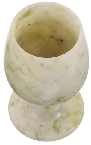 NUOBESTY Calice Médiéval en Jade Bleu Lantian 52X85 MM Gobelet Vintage à Vin Rétro Coupe Rituelle Décorative pour Cérémonie et Fête Gobelet à Boire en Pierre Naturelle Style Royal