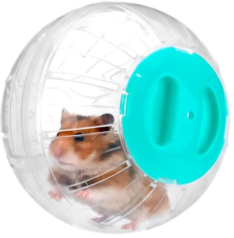QWORK® Palla per Criceti 14,5cm, Ruota Criceto Trasparente con Coperchio Azzurro, per Criceti Nani, Gerbilli e Piccoli Roditori