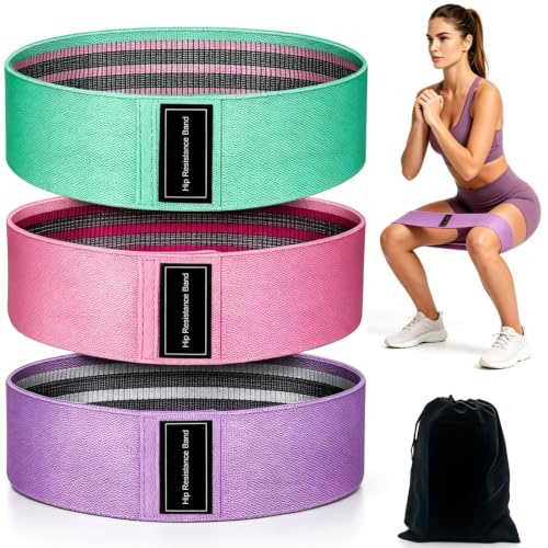 3pcs Resistance bands,Fabric Exercise Bands for Working Out, Workout Bands Resistance for Women & Men, Multi-Colored Fabric Booty Bands for Leg Strength Training, Rehab, Yoga