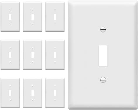 ENERLITES Mid-Size Toggle Light Switch Wall Plate Covers, Gloss Finish, Single Gang 4.88 x 3.11, Unbreakable Polycarbonate Thermoplastic, UL Listed, 8811M-W-10PCS, White, 10 Pack