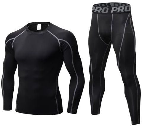 Minghe Ensemble de sous-vêtements Thermiques Homme à Manches Longues Hiver | Chaud Haut Maillot de Corps Col Rond/Roulé & Leggings,Élastique Respirant,pour Travail,Ski Montagne Cyclisme Moto Underwear