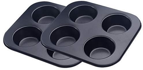 Muffin Pan, Non-Stick 4 Cup Bakeware Muffin Tin Cupcake Pan, Pack of 2, Carbon Steel