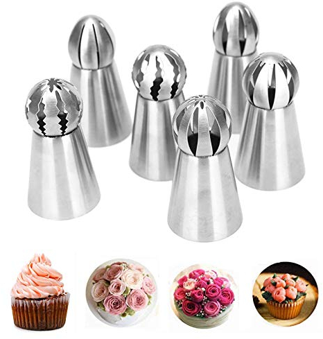 Xfaiz Spritztüllen-Set, 6 Stück, Edelstahl, für Kuchen und Cupcakes