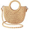 JOLLQUE Stroh Strandtasche für Frauen, Sommer handgewebte Mini Umhängetasche Geldbörse mit Quaste, Top Griff Stroh Handtasche Clutch(Khaki)