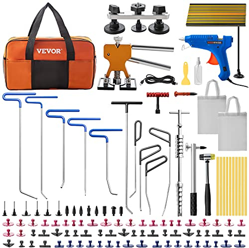 VEVOR Dent Puller Kit, 89 PCS Paintless Dent Repair Kit with Remover Tools, Golden Lifter & Glue Tabs for Car Dents, Door Ding Repair