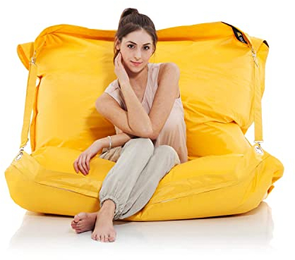 SMOOTHY Original Supreme Indoor & Outdoor Sitzsack XXL 450L Riesensitzsack Sitzkissen Sessel für Kinder & Erwachsene (Sonnengelb)