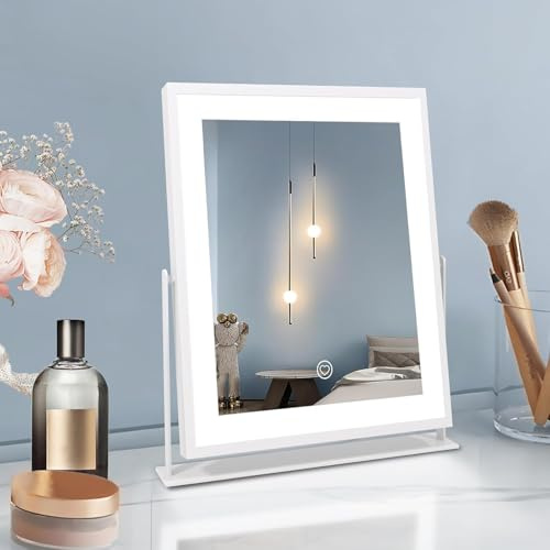 Beelux Vanity Mirror with Lights, 11 Makeup Mirror with Dimmable Light, Smart Control, Memory, Adjustable 3 Modes Lighted LED Mirror for Christmas Birthday Thanksgiving Mother's Day White