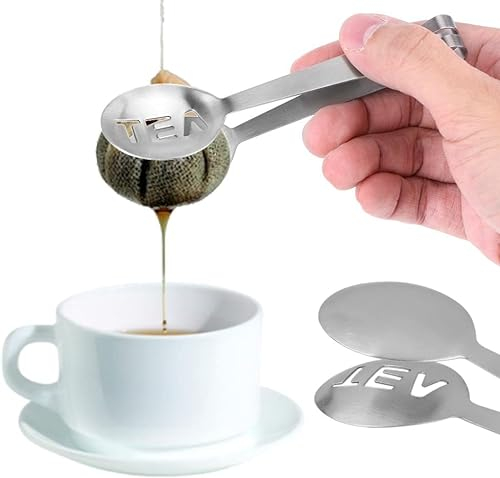 Mr. Gadget's Solutions® Stainless Steel Tea Bag Tongs Teabag Squeezer Strainer Ice Cube Sugar Tong